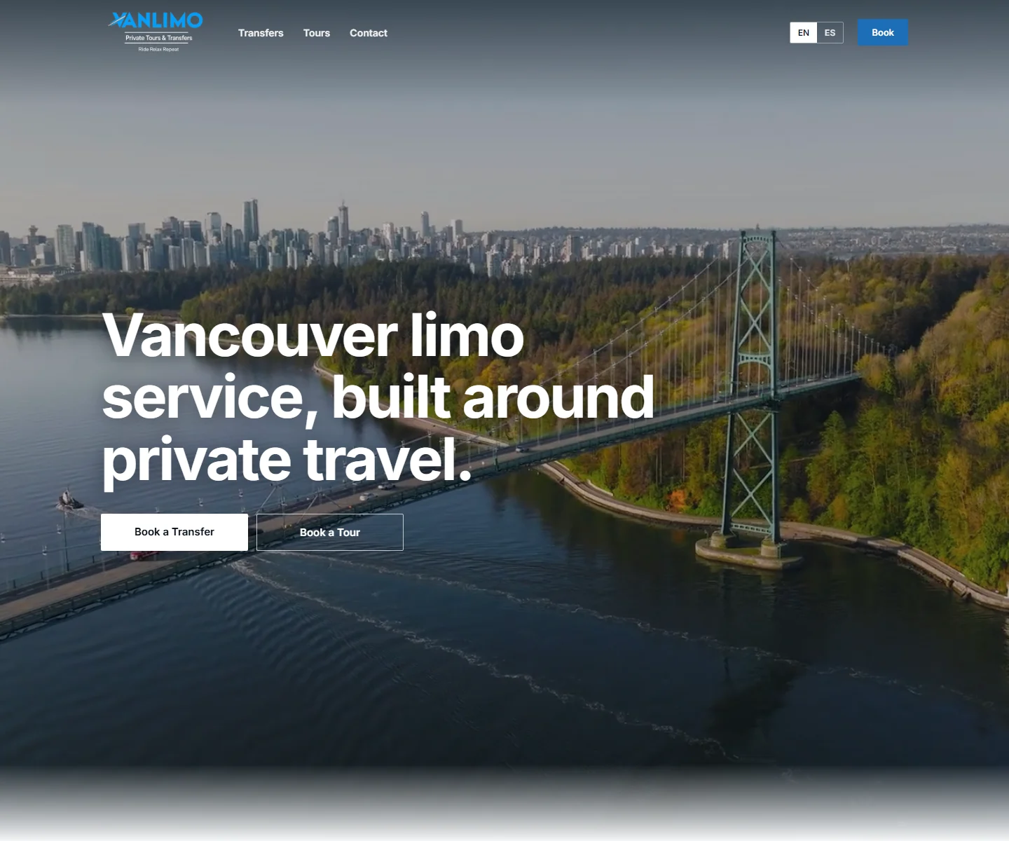 VanLimo website designed by Focus Media: Homepage: transfers and private tours