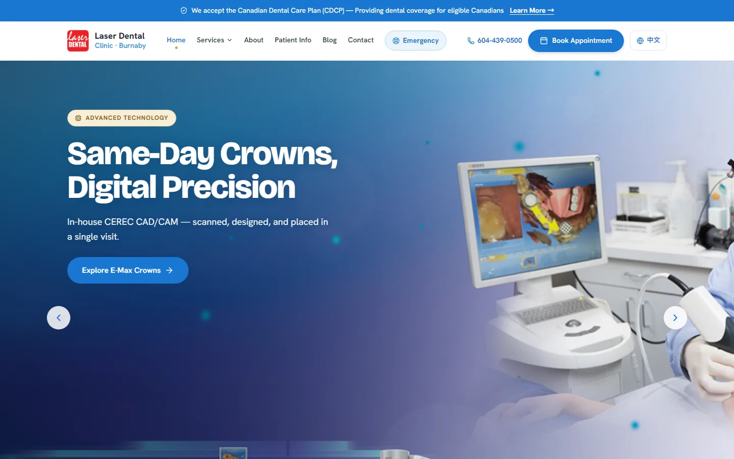 Laser Dental Clinic new website homepage